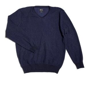 Haggar Sweater Men’s L Cotton Deep Blue V-Neck Sweater
